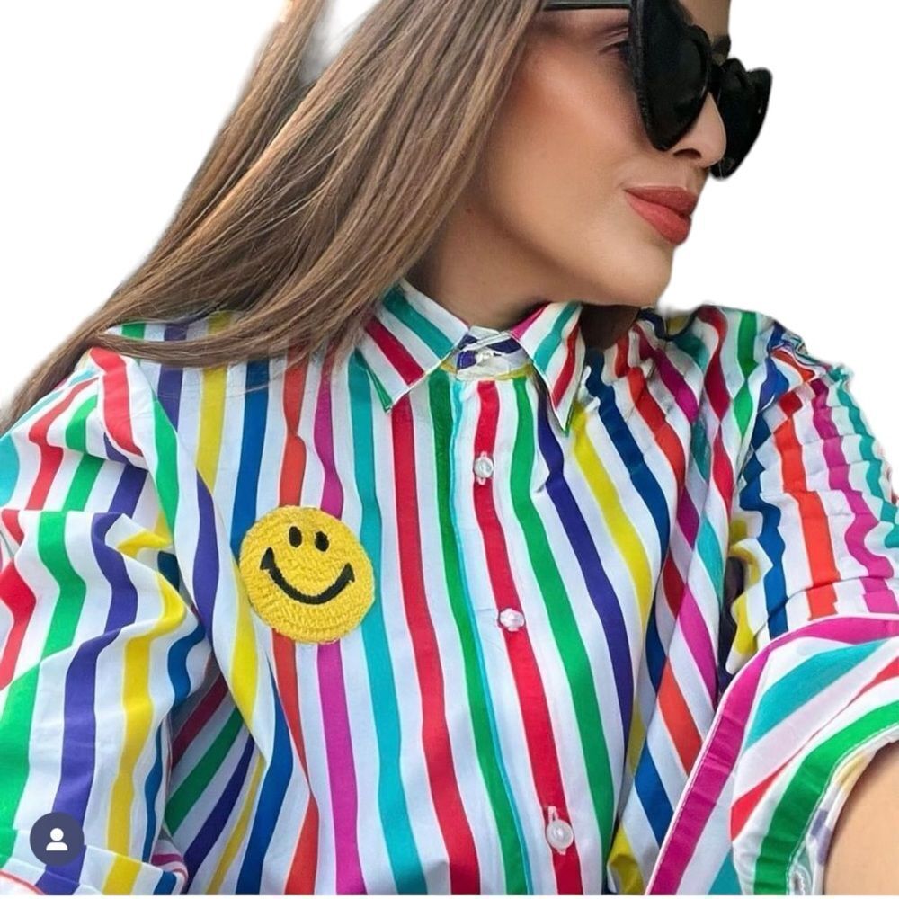 Joshua’s by Joshua Sanders Smiley-Face Appliqué Take the Time to Smile Shirt